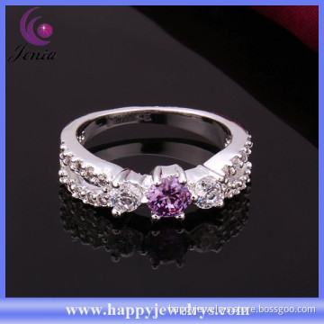 Factory direct price purple zircon stone 925 silver plated wedding ring ( CR400)